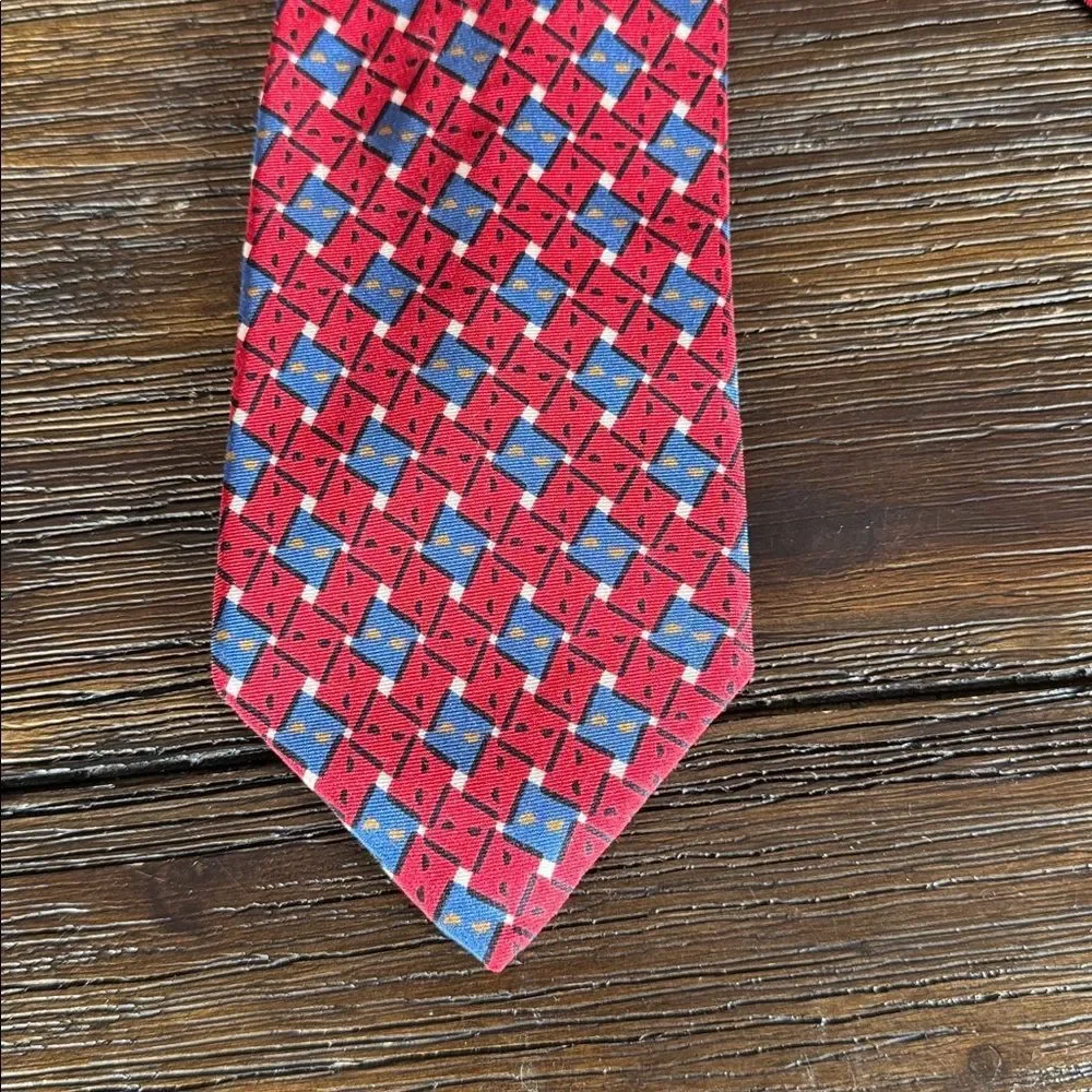 Dior Red and Blue Patterned Tie
